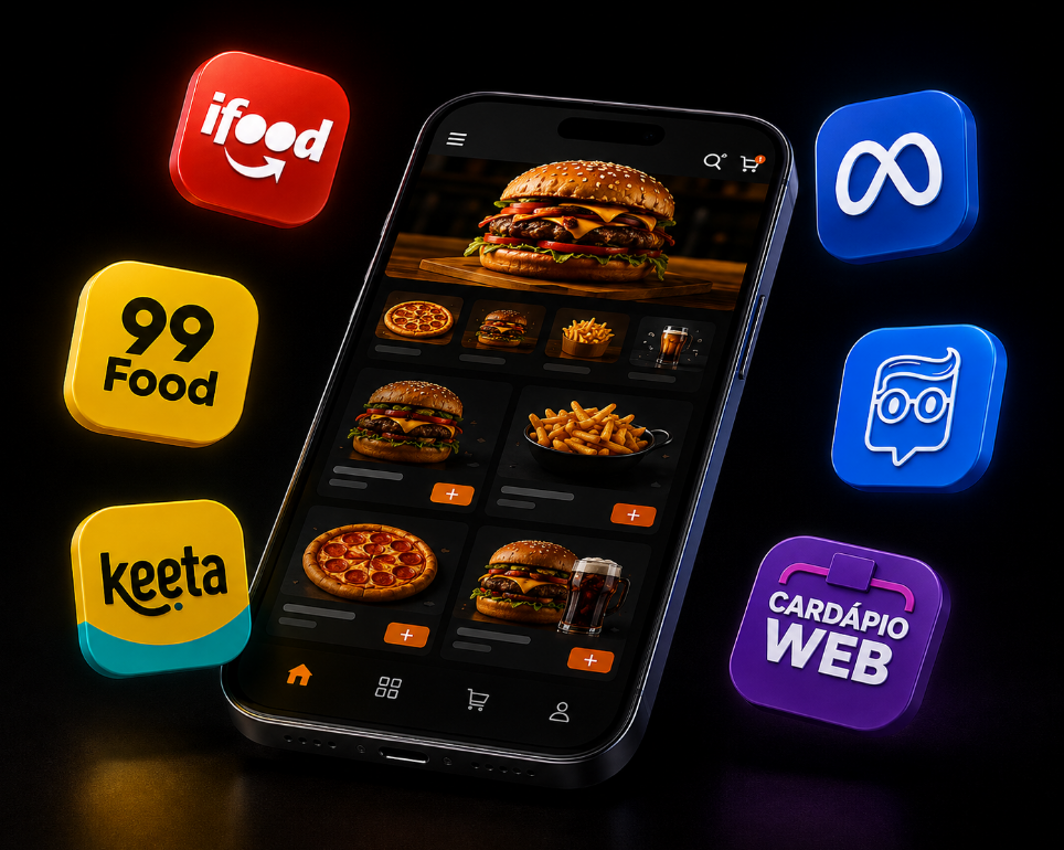 Cardápio digital, iFood, 99Food, Keeta, Meta e Cardápio Web