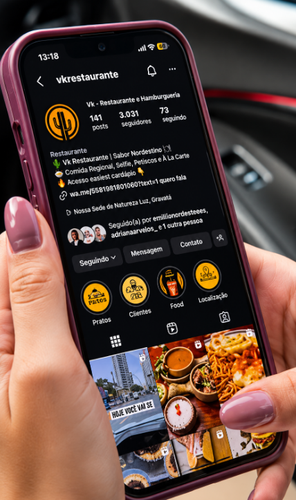 Perfil profissional de restaurante no Instagram